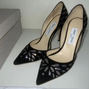 Jimmy Choo Daysha Heels Women Size 8.5 Black With Sparkles